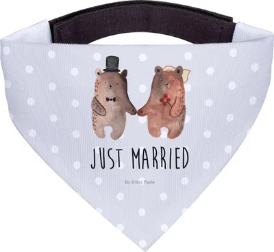 Produktbild von Mr. & Mrs. Panda Bandana für Hunde Bär Heirat - Grau Pastell - Geschenk, Halstuch Hund, Hals Tuch, Verheiratet Heirate Hochzeit Hochzeitsgeschenk Hochzeitspaar, Teddy