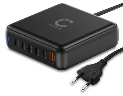 Produktbild von CELLONIC 200W USB-C Ladegerät GaN, 6-Port Schnellladegerät & Ladestation mit PD & QC 3.0 für Laptop, Tablet & Smartphone