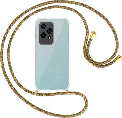 Produktbild von Handykette Backcover-Schutzhülle mit Band (Metall goldfarben) für Honor 200 Lite - braun+beige