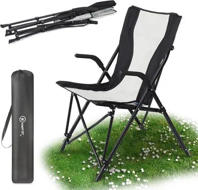 Produktbild von Famanu Campingstuhl Schwarz und Cremeweiß - Mit Tragetasche
