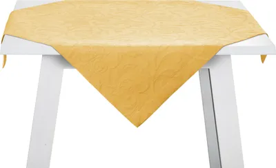 Produktbild von Pichler bügelfreier Piqué floral, ornamental Mitteldecke 1er Set 80 x 80 cm CORDOBA Rechteck gold , Gehrungssaum