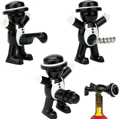 Produktbild von Weinöffner Geschenkset mit rotem Weinverschluss und Bierflaschenöffner - Geschenk für Herren - 3 Stück