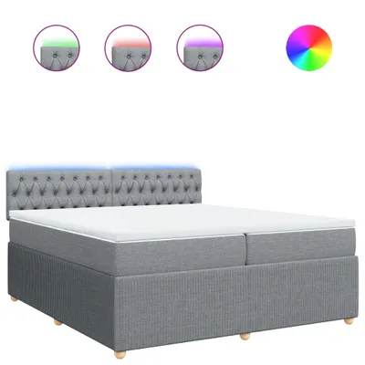 Produktbild von Boxspringbett mit Matratze Hellgrau 200x200 cm Stoff