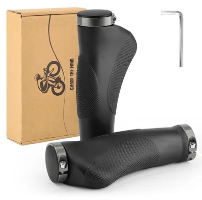 Produktbild von Ergonomische Fahrradgriffe Anti-Rutsch Gummi Stoßdämpfend 130mm Schwarz Grau