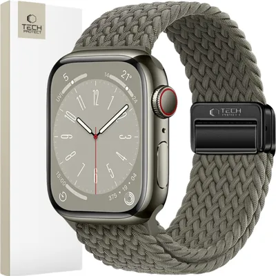 Obrázok produktu pre Tech-Protect Nylonmag Apple Hodinky 4 / 5 / 6 / 7 / 8 / 9 / Se / Ultra 1 / 2 (42 / 44 / 45 / 49 Mm) Olivové Šedé