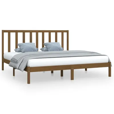 Image de vidaXL Lit en bois massif pin brun miel 200x200 cm