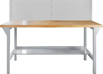 Produktbild von Werkbank Rhino Plus mit Lochplatte | HxBxT 131x150x70cm | Traglast 500kg | Lichtgrau