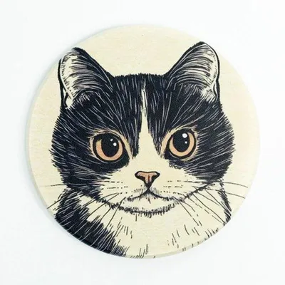 Image de Sous-verres en céramique pour chats, ronds de 10 cm, pour boissons
