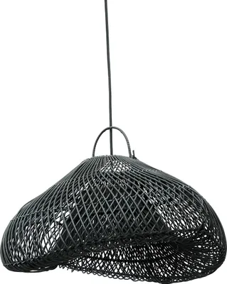 Image de Bazar Bizar Suspension rotin noir 60x60x35cm