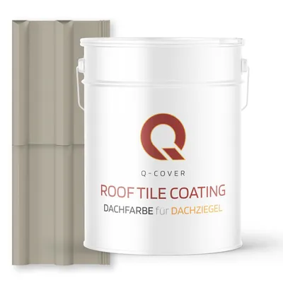 Produktbild von Dachfarbe für Dachziegel Kieselgrau RAL 7032 10 L Halbmatt – wetterfeste & UV-beständige Dachbeschichtung für außen – Q-COVER