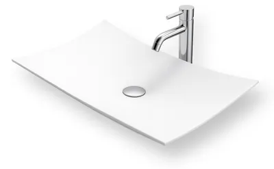 Image de Vasque à Poser LEAF 62 cm en Solid Surface Blanc mat - Lavabo Salle de Bain Moderne