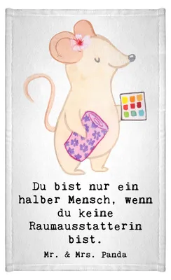 Produktbild von Mr. & Mrs. Panda Handtuch Raumausstatterin Herz - Weiß - Geschenk, Gästetuch, Frotteehandtuch, Mini-Handtuch, baumwolle, frottierhandtuch