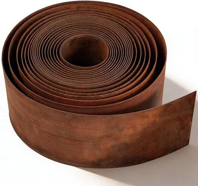 Produktbild von Cortenstahl-Rasenrand 5 m - Metall-Blumenbeetrand 15,5 cm hoch - Pflanzringe aus Cortenstahl - Runde Blumenbeetumrandung mit Rosteffekt - Garten, Landschaftsbau
