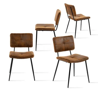Image de Meubles Cosy : lot de 4 chaises de salle à manger de style industriel en simili-suède – POMONA