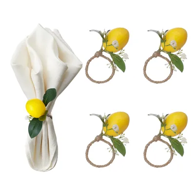 Image de Porte rond de serviette,Boucle de serviette au citron,Anneaux de serviette au citron,Anneau de porte serviette au citron,Porte serviette au citron
