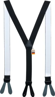 Produktbild von Hosenträger Uni 3,5 cm X-Form mit Knopfverschluss aus Lederriemen Herren (schwarz)