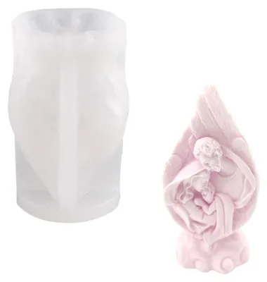 Produktbild von Silikonform für Jesus, das Mariakind, die Heilige Familie, Kunstharz, Kerzenform, Maria und die Familie, Kerzengießform, Silikon für Sojawachs, Seife, Gips, Epoxidharz-Bastelarbeiten