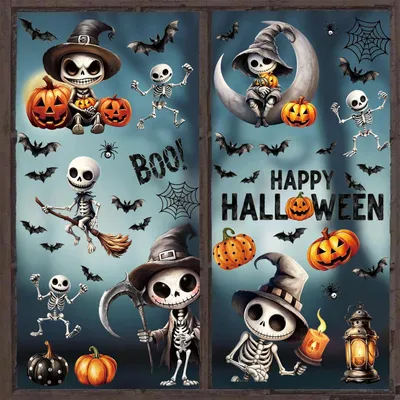 Immagine prodotto di 6 adesivi a tema Halloween, decorazioni per finestre, immagini per finestre, Halloween, decorazioni per finestre a tema Halloween, decorazioni per finestre
