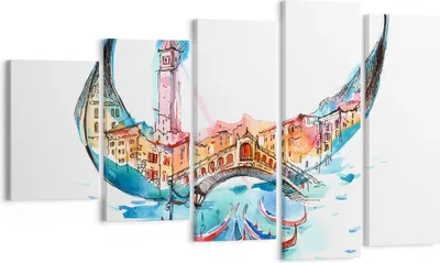 Produktbild von Bild auf Leinwand - Leinwandbild - Gondel Gondoliere illustration Kultur - 100x60cm - Wand Bild - Wanddeko - Leinwanddruck - Bilder - Kunstdruck - Leinwand bilder - Wandkunst - EG100x60-3039