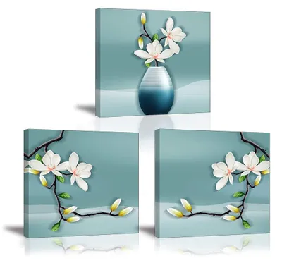 Produktbild von Set aus 3 Bildern mit Orchideen in Vase
