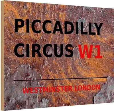 Produktbild von vianmo Holzschild 12x18 cm Westminster Piccadilly Circus W1 England