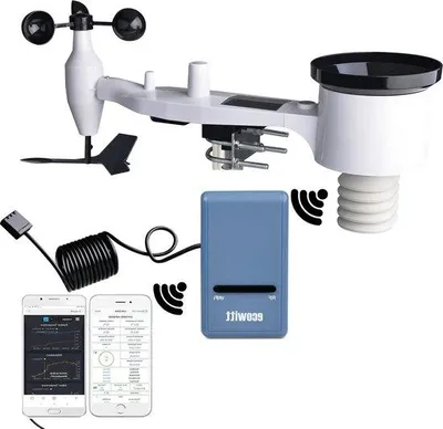Zdjęcie produktu dla Stacja pogodowa z czujnikiem zewnętrznym, bezprzewodowa, 7 w 1, Wi-Fi, wyświetlacz LCD, do użytku w pomieszczeniach