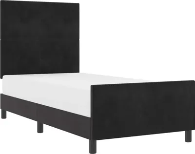 Image de Lit à ressorts avec tête de lit Noir 100 x 200 cm Velours