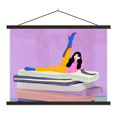 Produktbild von MuchoWow® Textilposter Frau - Vintage - Pastell 40x30 cm mit schwarzem Rahmen - Dekorationen