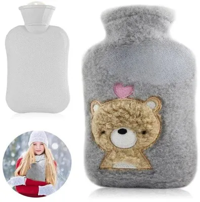 Produktbild von Famanu Warmwasserflasche 1L mit abnehmbarem Bezug – Wärmeflasche für Kinder