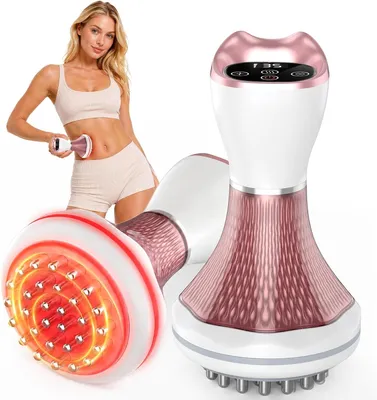 Produktbild von Massagegerät für Körper, elektrische Massagebürste mit EMS Impulsen und Wärme, 35 Intensitätsstufen, Vibrationsmassage, LED Display, kabellos für Wellness Zuhause