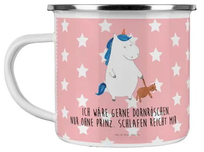 Produktbild von Mr. & Mrs. Panda Pott Einhorn Teddy - Rot Pastell - Geschenk, Bett, Motivtasse, Unicorn, Träumen, Teetasse, Kaffeepott, Einhörner, Emaille Becher, Single, Gute Nacht