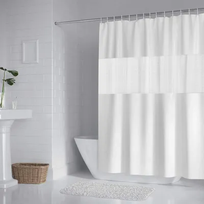 Produktbild von 200 x 180 cm wasserdichter und schimmelresistenter Duschvorhang aus EVA-Polyester für Badezimmer, Weiß