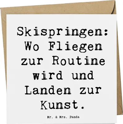 Produktbild von Mr. & Mrs. Panda Grußkarte Spruch Skispringen Kunstflug - Weiß - Geschenk, Sprungtechnik, Teamsport, Sportler, Flug, Landung, doppelkarte, faltkarte, Geschenke, Routine