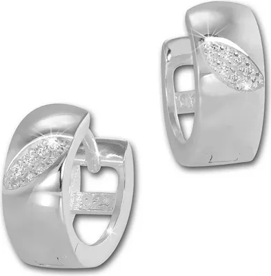 Produktbild von SilberDream Creolen Zirkonia weiß Ohrringe Sterlingsilber Blatt Damen D2SDO4268W