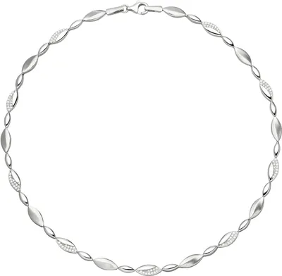 Produktbild von Collier Halskette 925 Silber mit 108 Zirkonia 45cm Kette matt-glänzend Damen