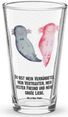 Produktbild von Mr. & Mrs. Panda Glas Axolotl Freundin - Transparent - Geschenk, Wasserglas, Valentinstag, Liebe, Lurch, Axolot, Tumbler, Bierglas, Cocktailglas, Longdrinkglas