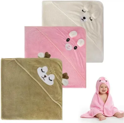 Produktbild von Baby Kapuzenhandtuch 80 x 80 cm, 3 Stück, mit Kapuze, für Babys, für Bad