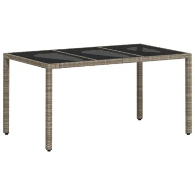 Produktbild von Gartentisch mit Glasplatte Hellgrau 150x90x75 cm Poly Rattan