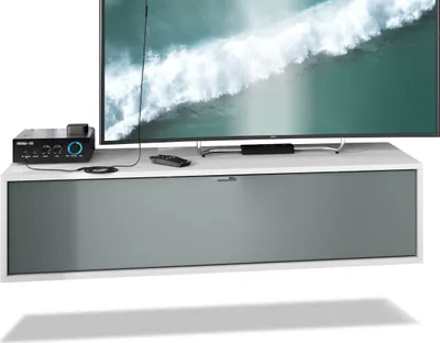 Produktbild von Vladon TV Board Lana 120 Hängeschrank Lowboard 120 x 29 x 37 cm,  Germany, Korpus in Weiß matt, Fronten in Graphit seidenmatt | Große Farbauswahl