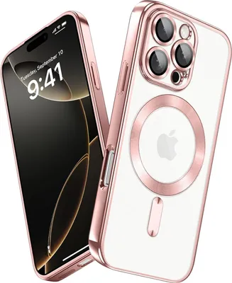 Produktbild von Handyhülle für iPhone 16 Pro mit Magsafe und Kameraschutz, Magnetisch Ultra Dünn Klar Überzug Schutzhülle Pink