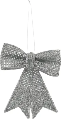 Immagine prodotto di Fiocco decorativo 10 cm, con glitter, argento