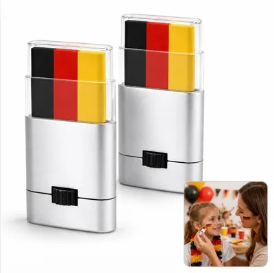 Produktbild von 2pcs Schminkstifte für Gesicht und Körper in Schwarz,Rot und Gold mit Deutschlandflaggen-Design,ideal für WM,EM,Public Viewing,Karneval u Kostümpartys