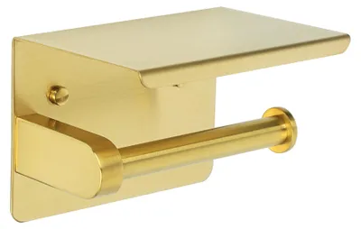 Image de Porte-papier hygiénique, porte-papier hygiénique avec tablette de 14 cm pour la cuisine et la salle de bains, couleur or