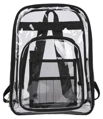 Obrázek produktu pro Průhledný batoh z PVC, vodotěsný, uni, vhodný na nošení přes rameno, pro práci, studium, cestování, rozměry 42x33x15 cm