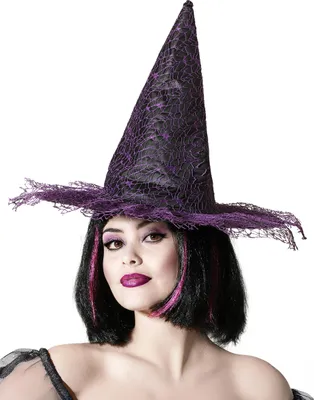 Immagine prodotto di Cappello da strega in pizzo viola - taglia unica