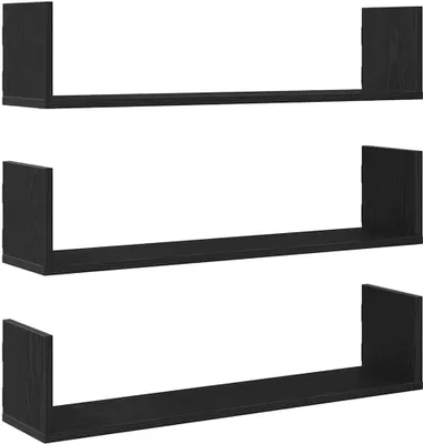 Image de vidaXL Étagères murales 3 pcs. noir imitation chêne 80x18x18cm bois composite