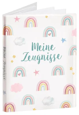 Immagine prodotto di Cartella per documenti A4 per bambini, con 20 tasche trasparenti, design arcobaleno