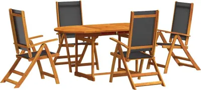 Image de vidaXL Ensemble de jardin 5 pièces en bois massif d'acacia et textilène