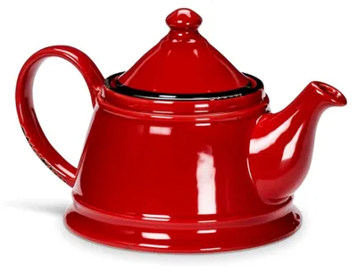 Produktbild von Teekanne aus Keramik im Emaille-Look, Rot, 907 ml