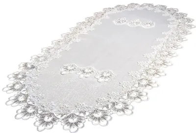 Produktbild von Tischläufer, oval, weiß, 60/120 cm, mit Spitze